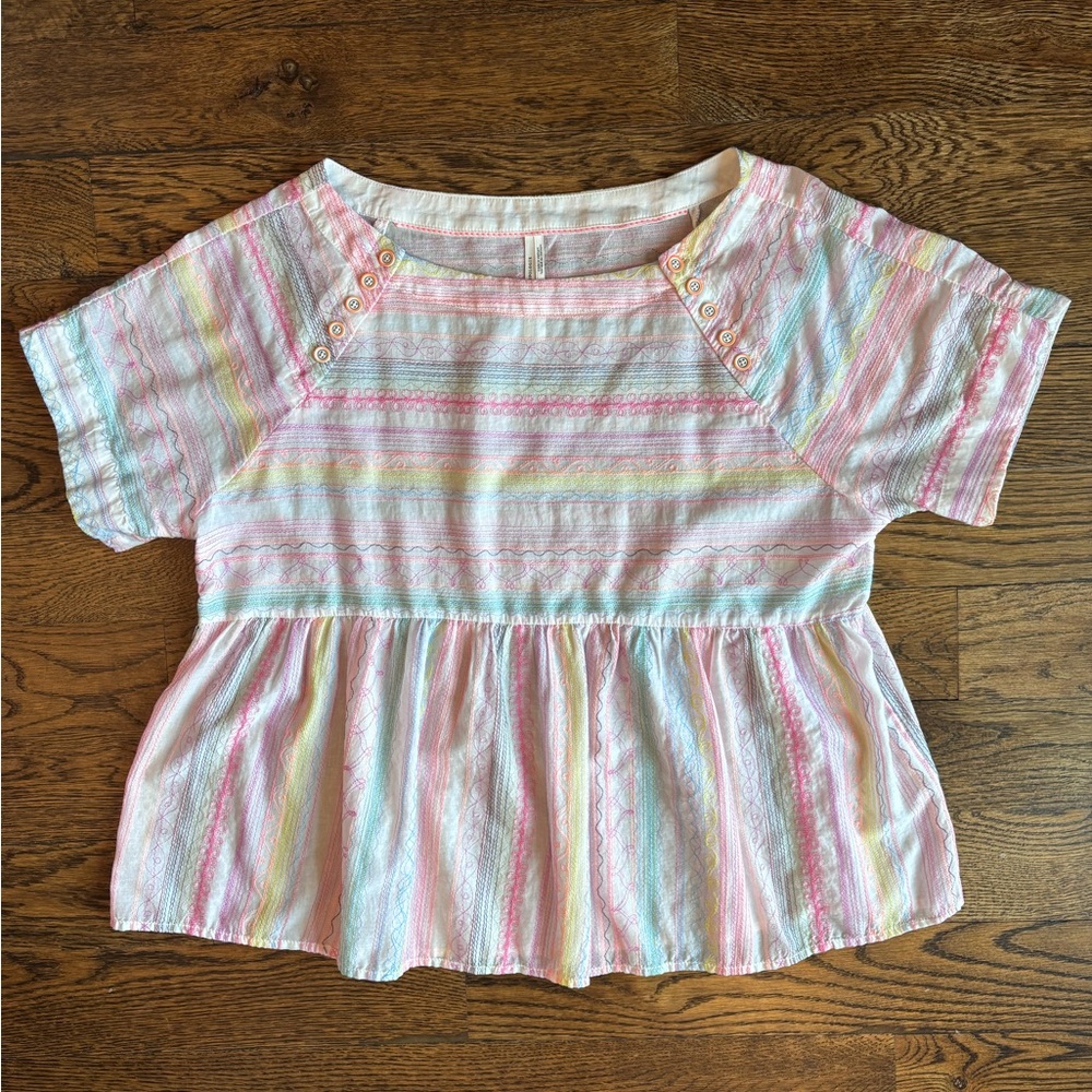Anthropologie Women’s XS Embroidered Peplum Top